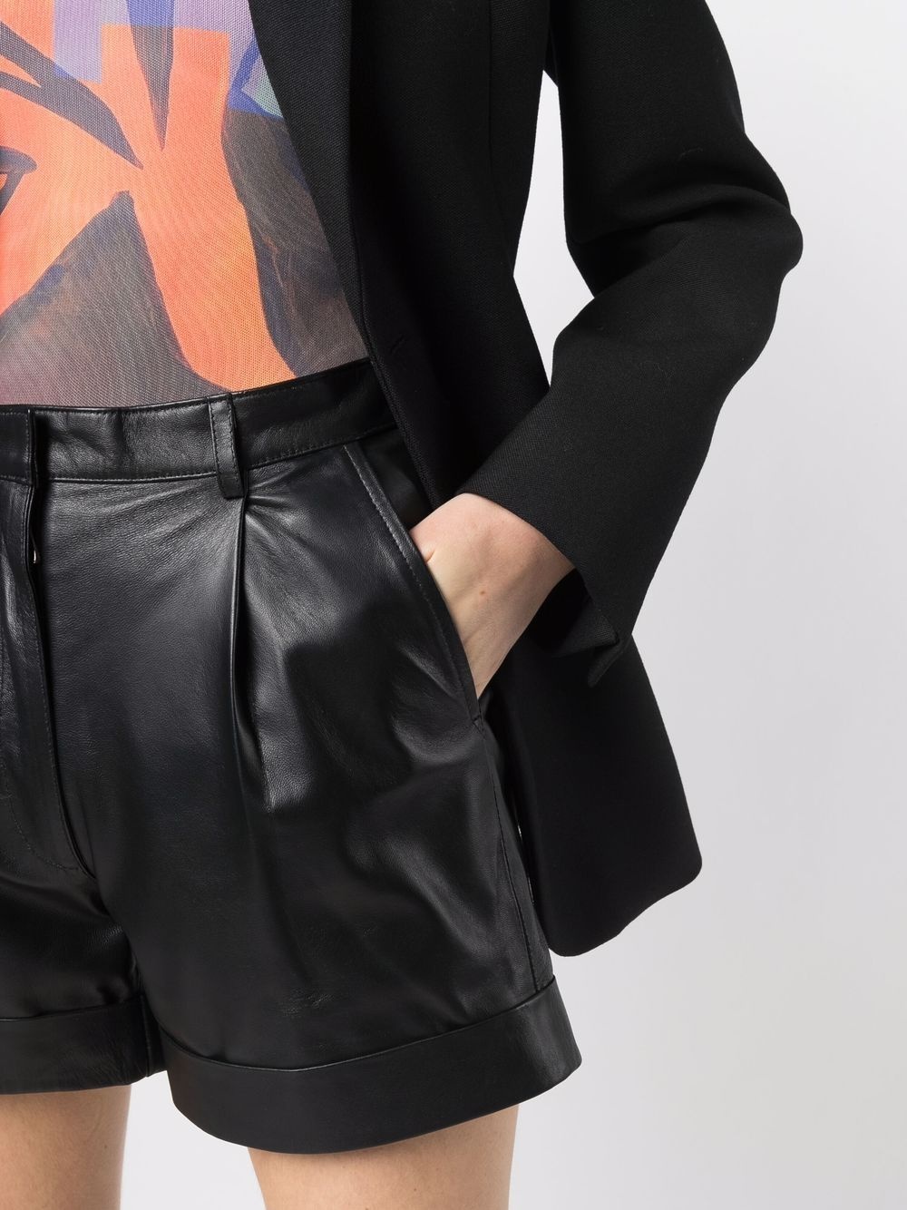 Jett high-waisted leather shorts - 5