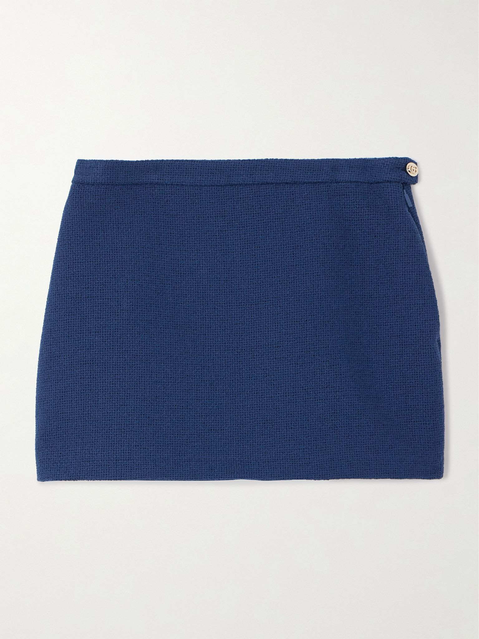 Cotton-blend tweed mini skirt Midnight blue - 1