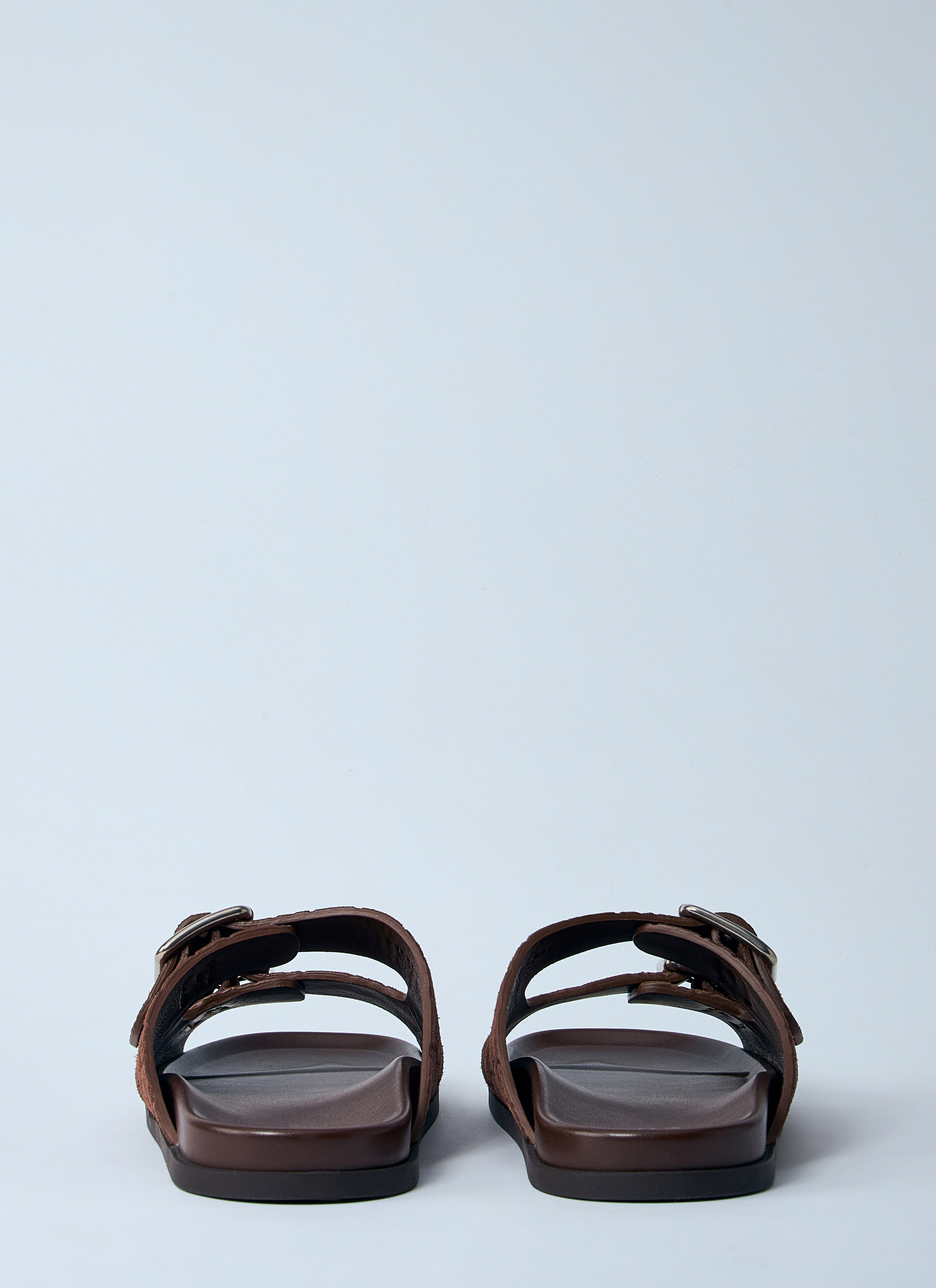 Logo Embossed Leather Slides - 5