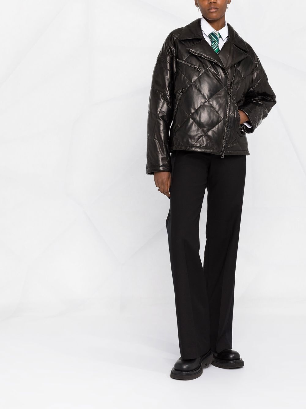 quilted leather jacket - 2