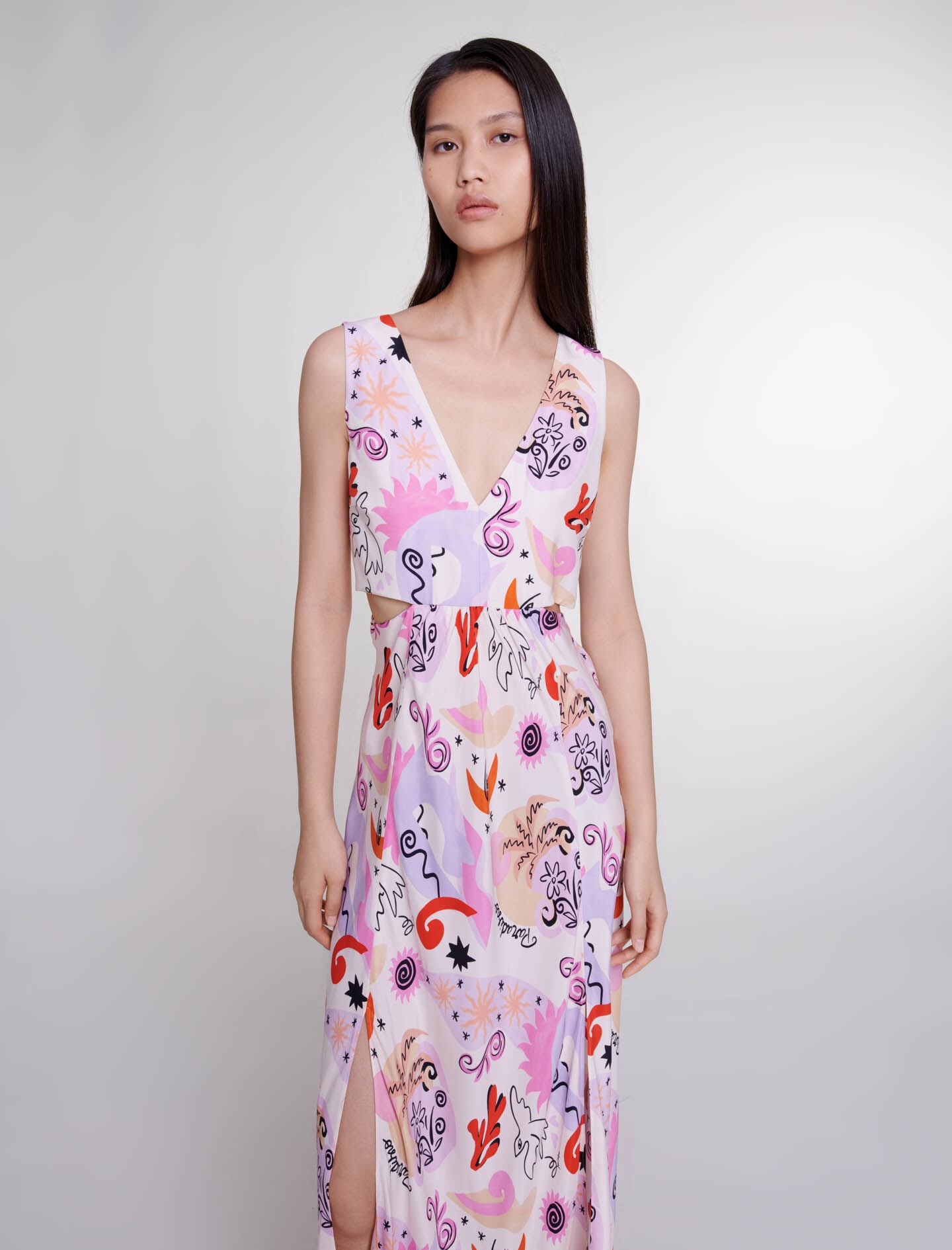 Cutaway silk maxi dress - 5