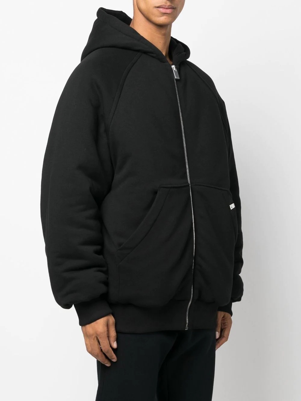 logo-embroidered hooded bomber jacket - 4
