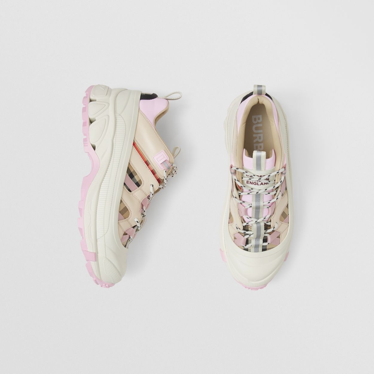 Check Cotton and Leather Arthur Sneakers - 1