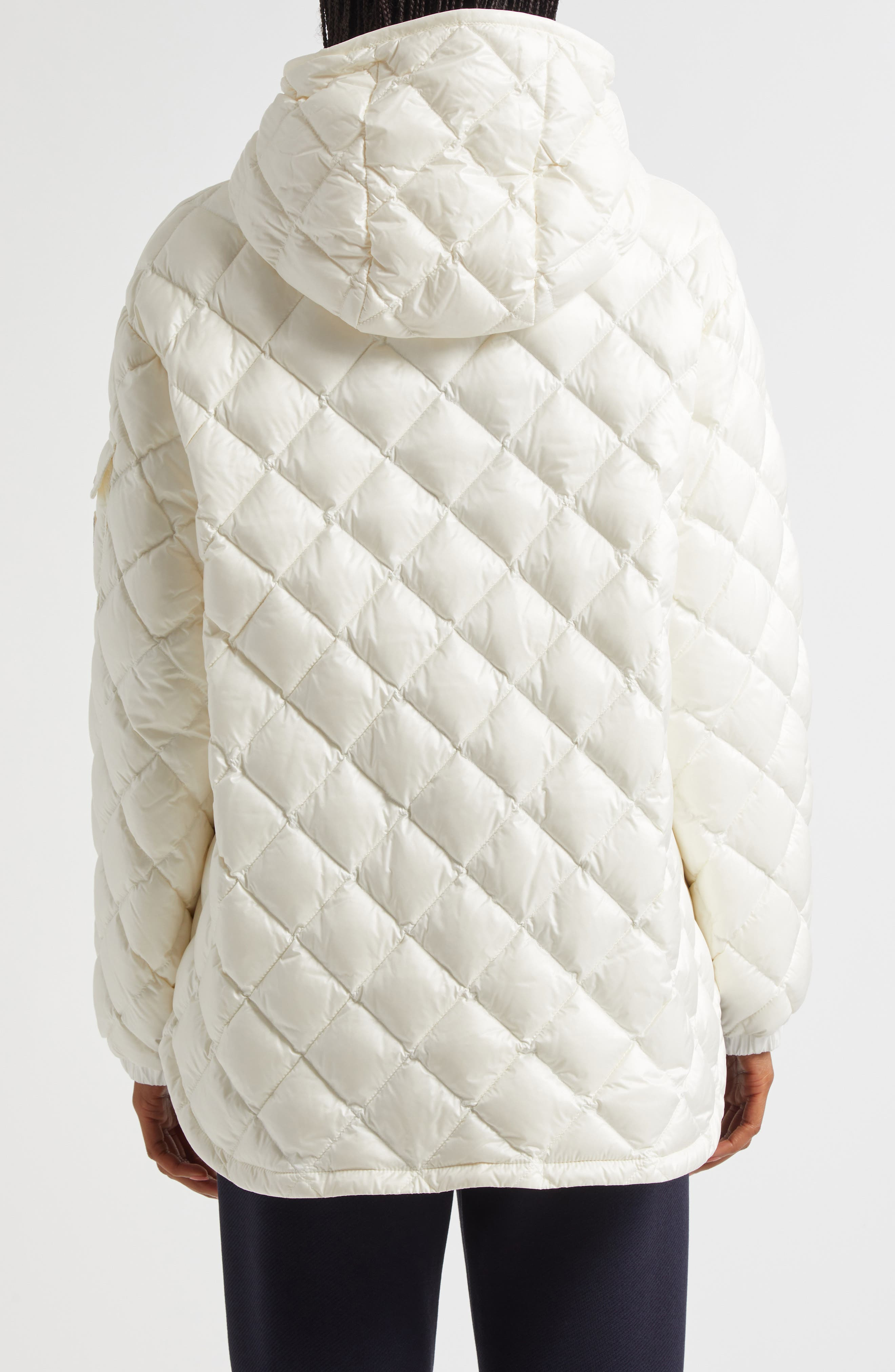 Moncler Diamond Quilted Down Hooded Jacket in Silk White at Nordstrom - 3