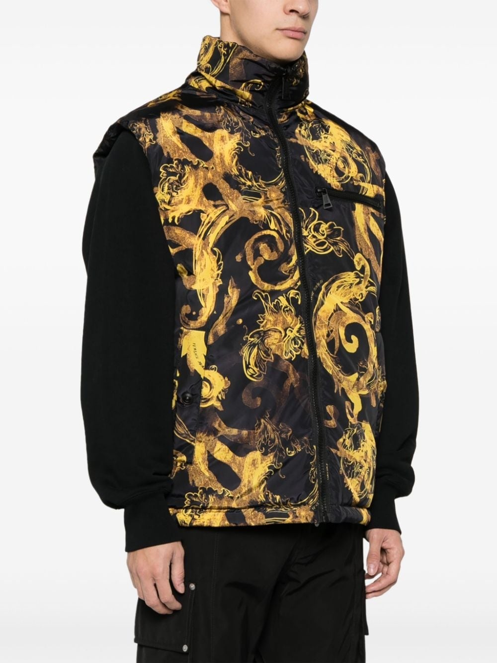 baroque-print reversible padded gilet - 3