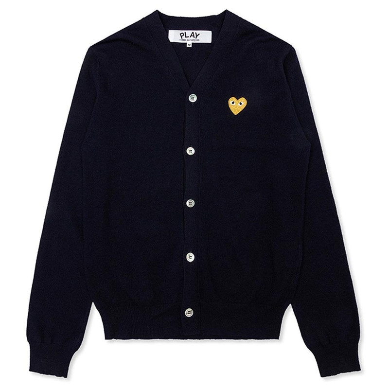 COMME DES GARCONS PLAY GOLD HEART CARDIGAN - NAVY - 1