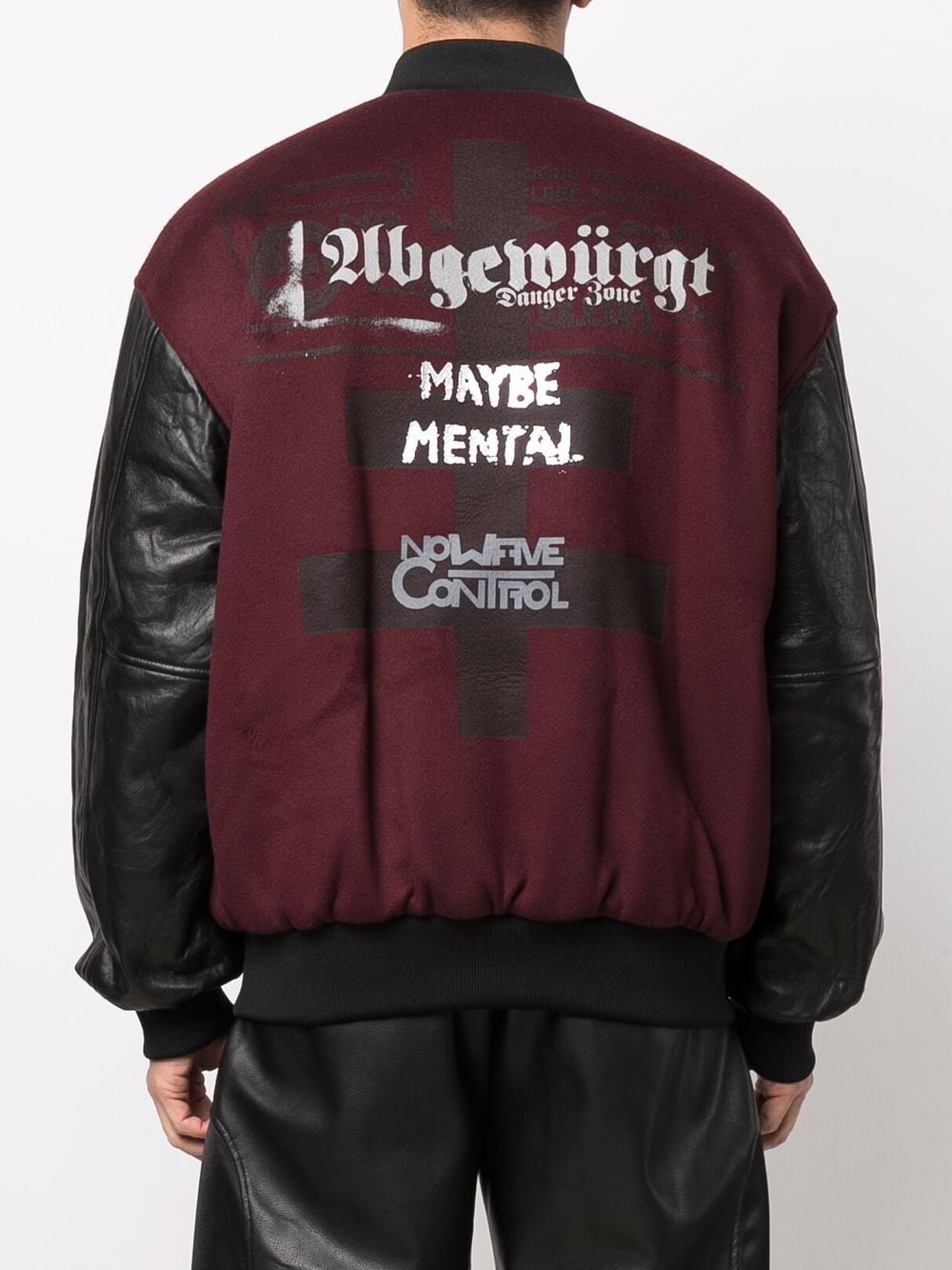 slogan-print panelled bomber jacket - 5