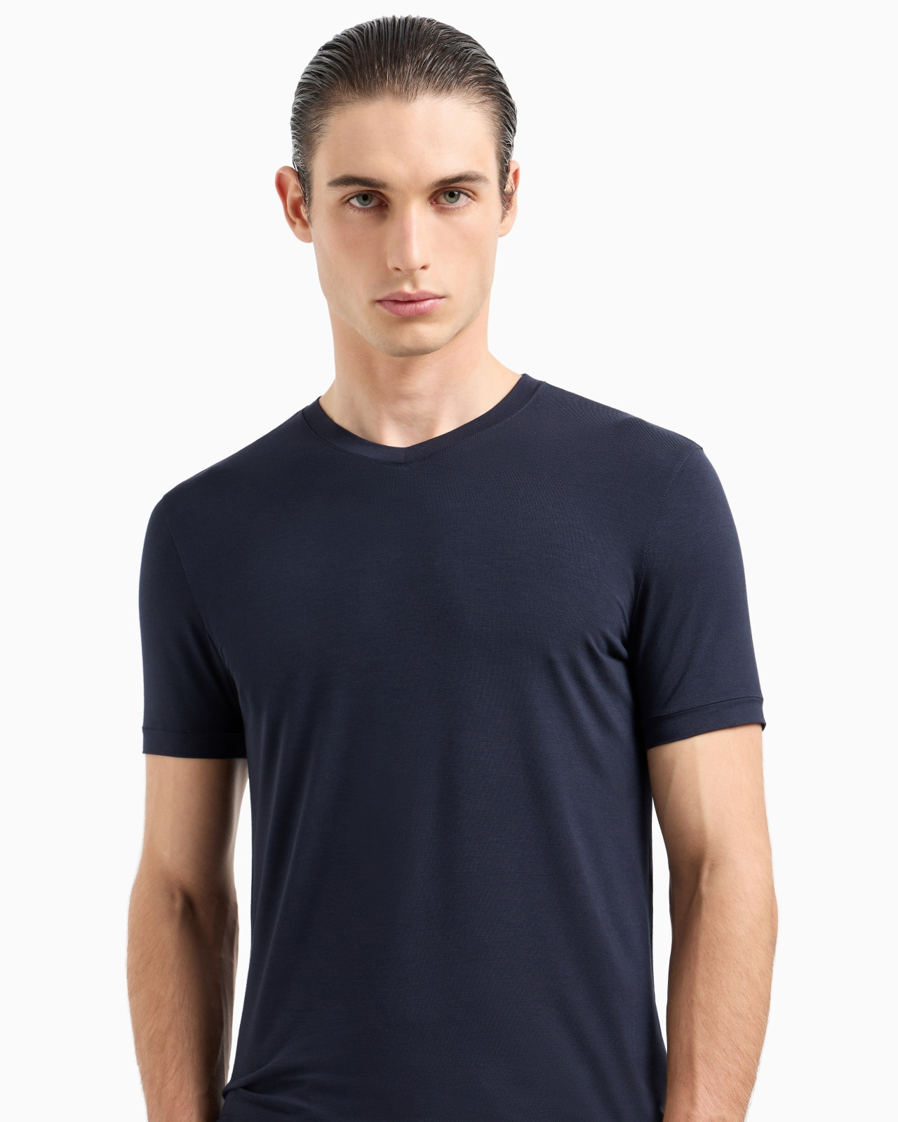 STRETCH VISCOSE JERSEY, V-NECK ICON T-SHIRT - 5