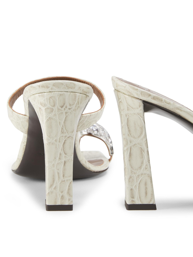 Women's Morpheus Kefir 90MM Swarovski-Crystal Croc-Embossed Leather Sandals - Ivory 6