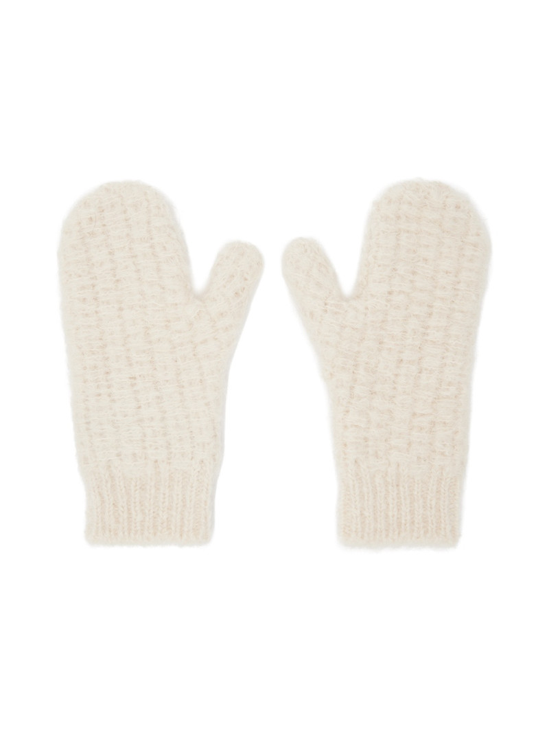 Jil Sander Off-White Mohair & Alpaca Mittens outlook