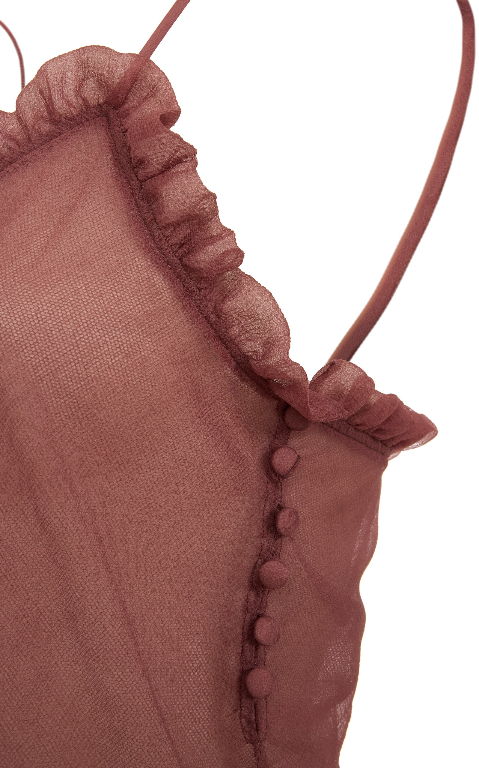 Ruffled Sheer Tulle Camisole Top pink - 3