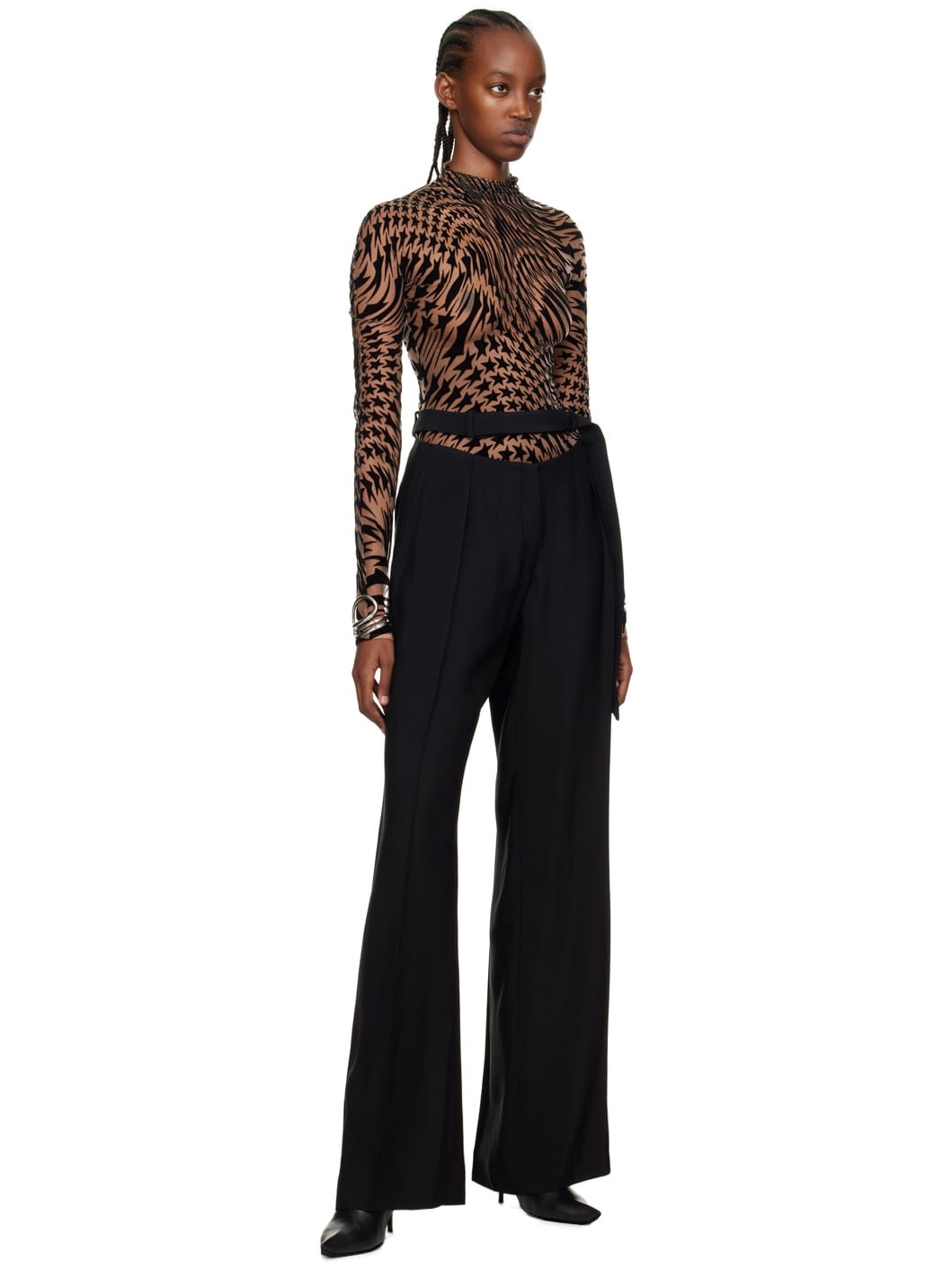 Black Fluid Trousers - 4