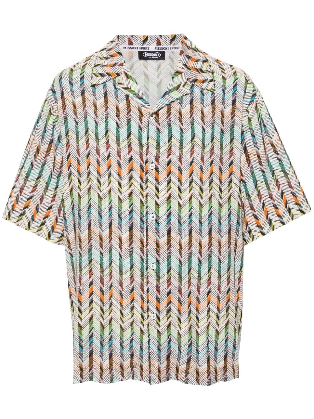 chevron-print twill shirt - 1