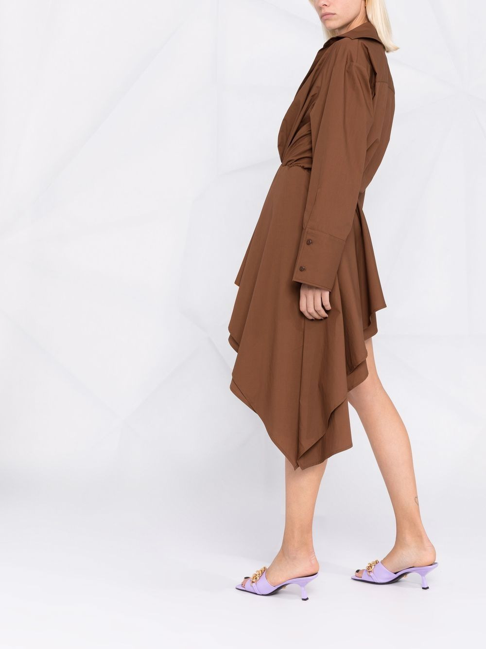 asymmetric gathered shirtdress - 4