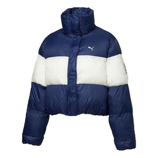 (WMNS) PUMA x Selena Gomez Crop Puffer Jacket 'Navy White' 59701401 - 1