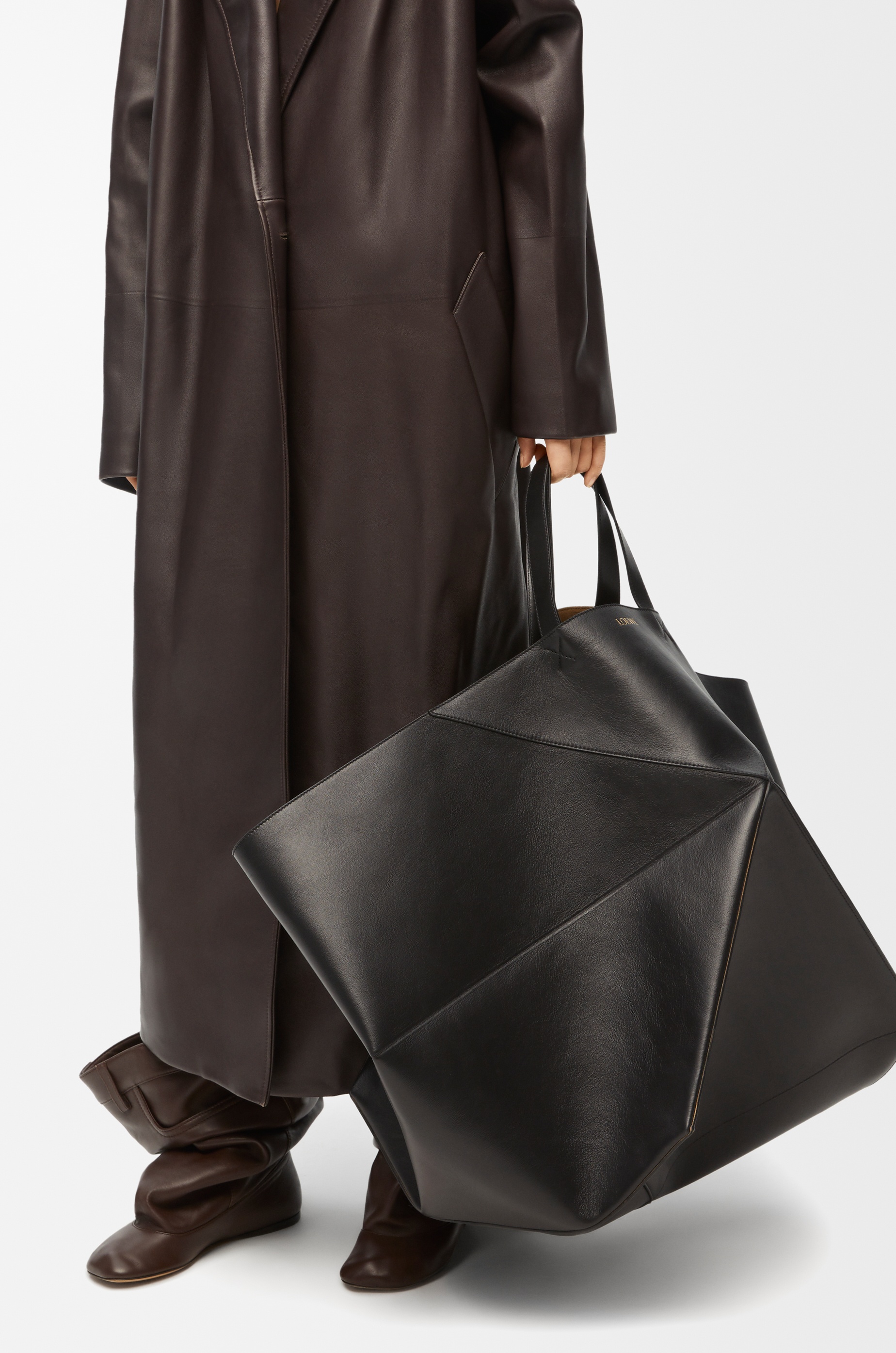 XXL Puzzle Fold Tote in shiny calfskin - 2