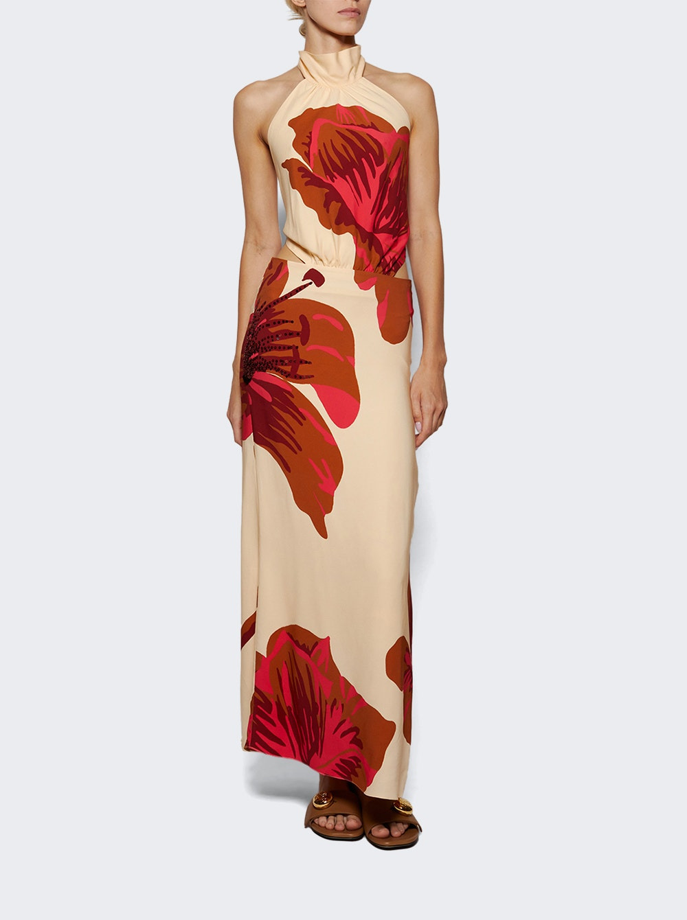 Best Of Times Ankle Dress Ecru And Camel - 5