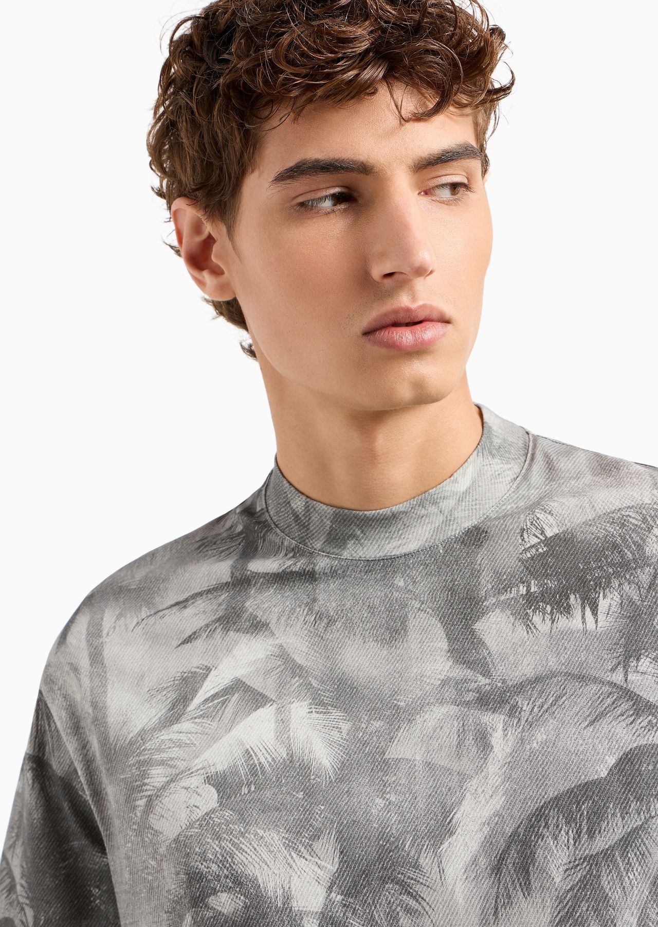 Oversized jersey T-shirt with all-over print and elasticated hem - 5