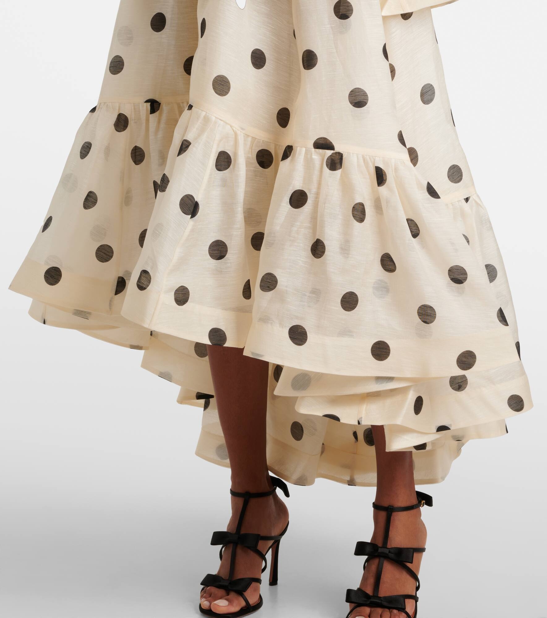 Zimmermann Crush polka-dot linen and silk maxi skirt
