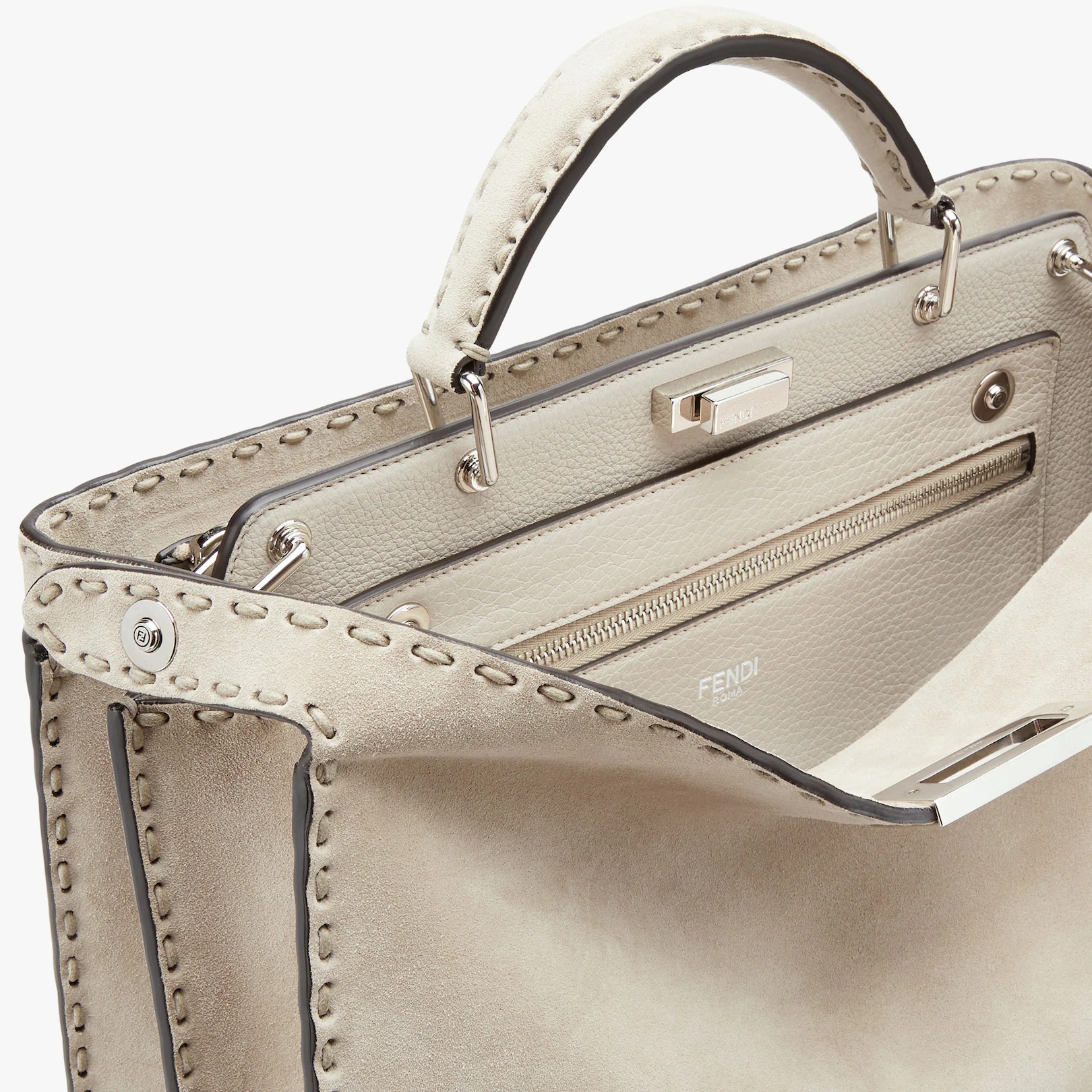 Beige suede and Cuoio Romano leather bag - 6