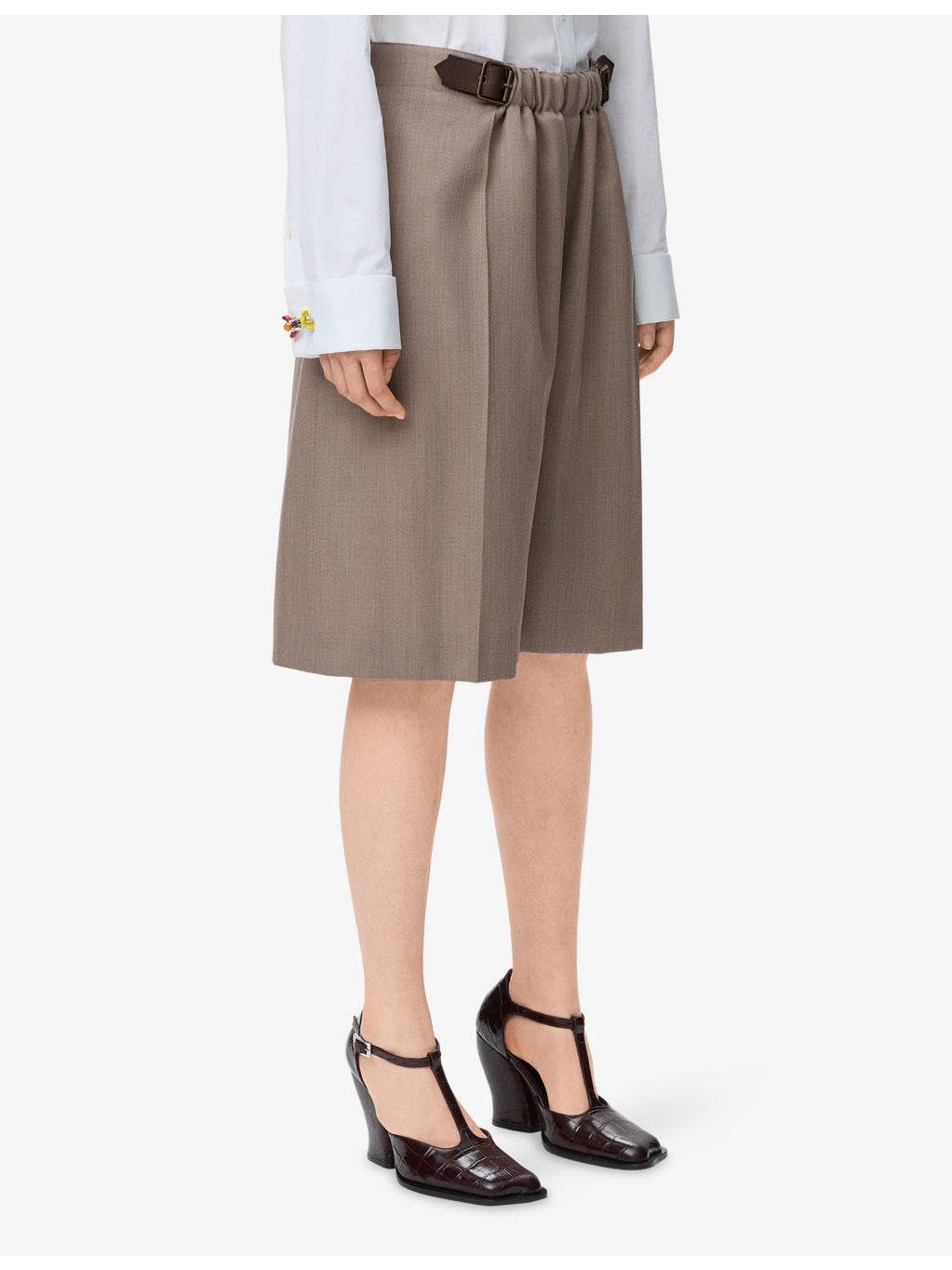 Belted Drape Wool Shorts - 3