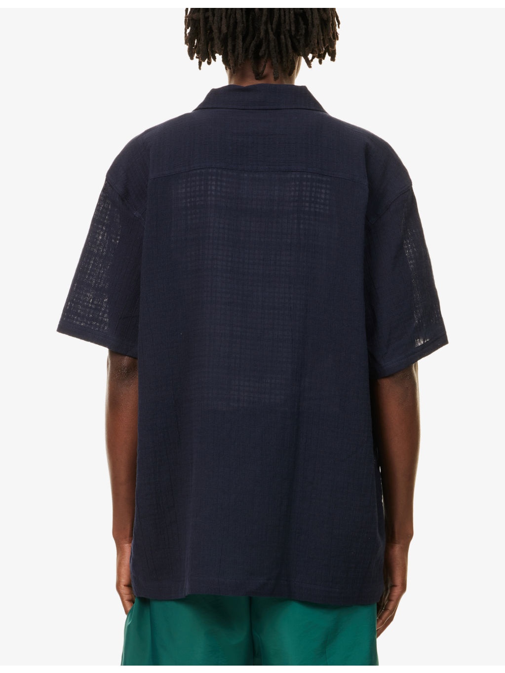 Embroidered-Log Semi-Sheer Cotton Shirt - 4
