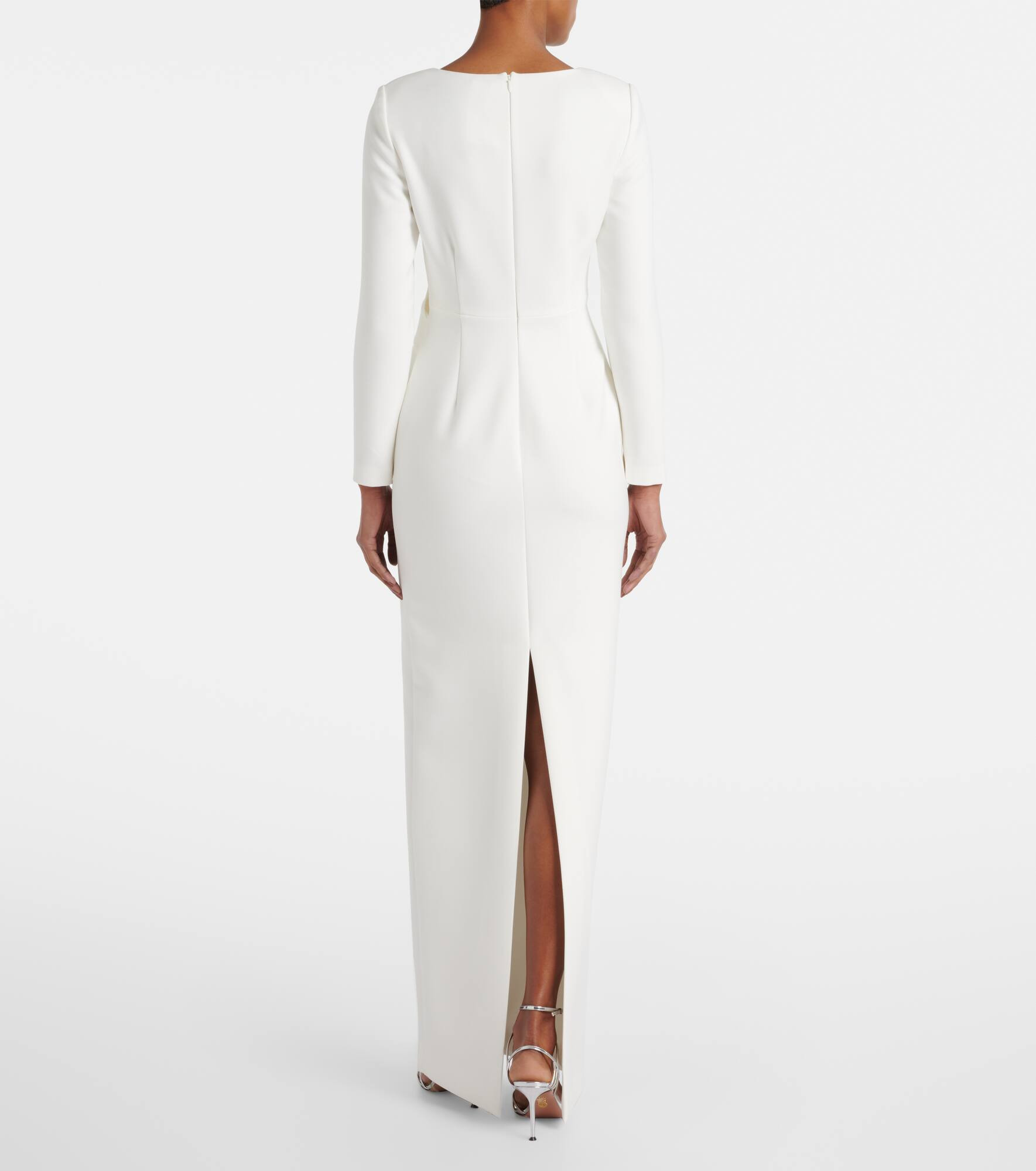 Bridal floral-appliqué cady gown - 3