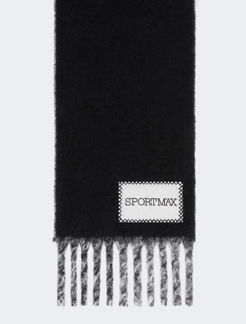 Two-tone scarf with fringes - BLACK - 1