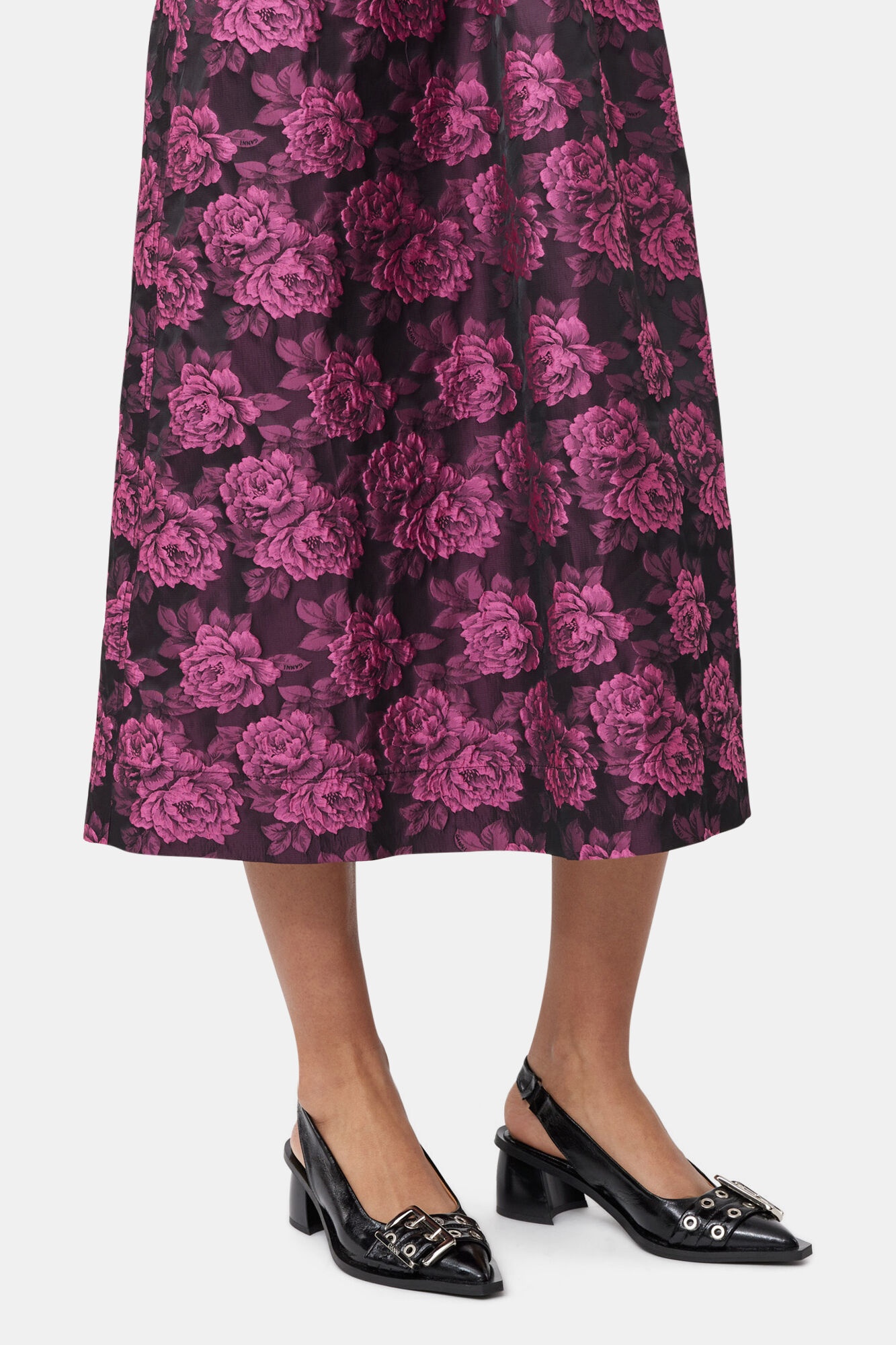 BLACK FEMININE BUCKLE SLINGBACK PUMPS - 4