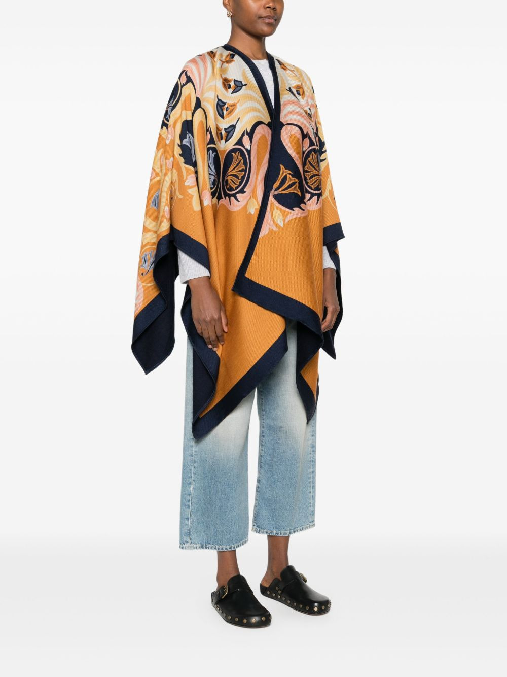 floral-print cape - 3