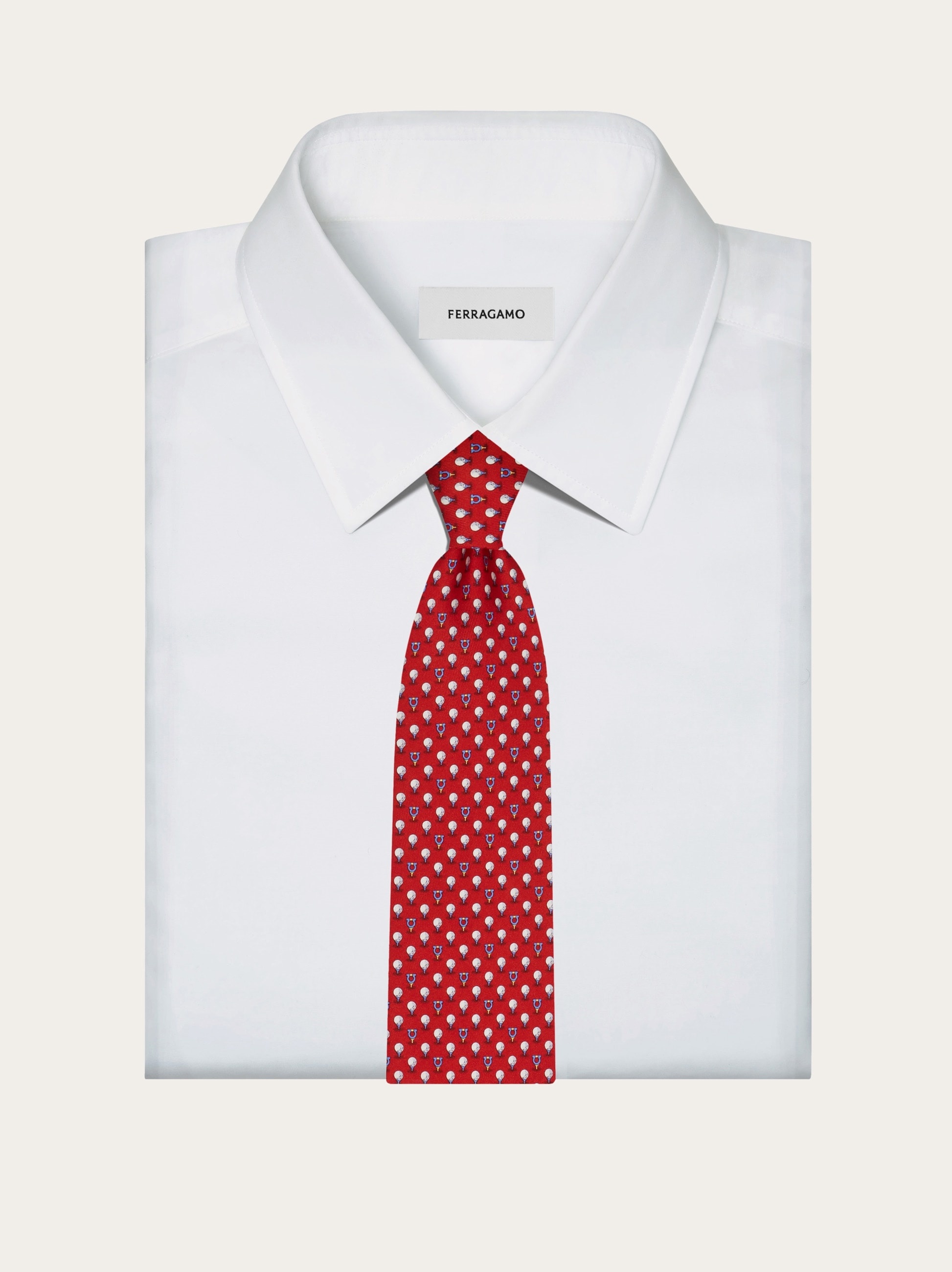Silk tie with golf and Gancini - 4