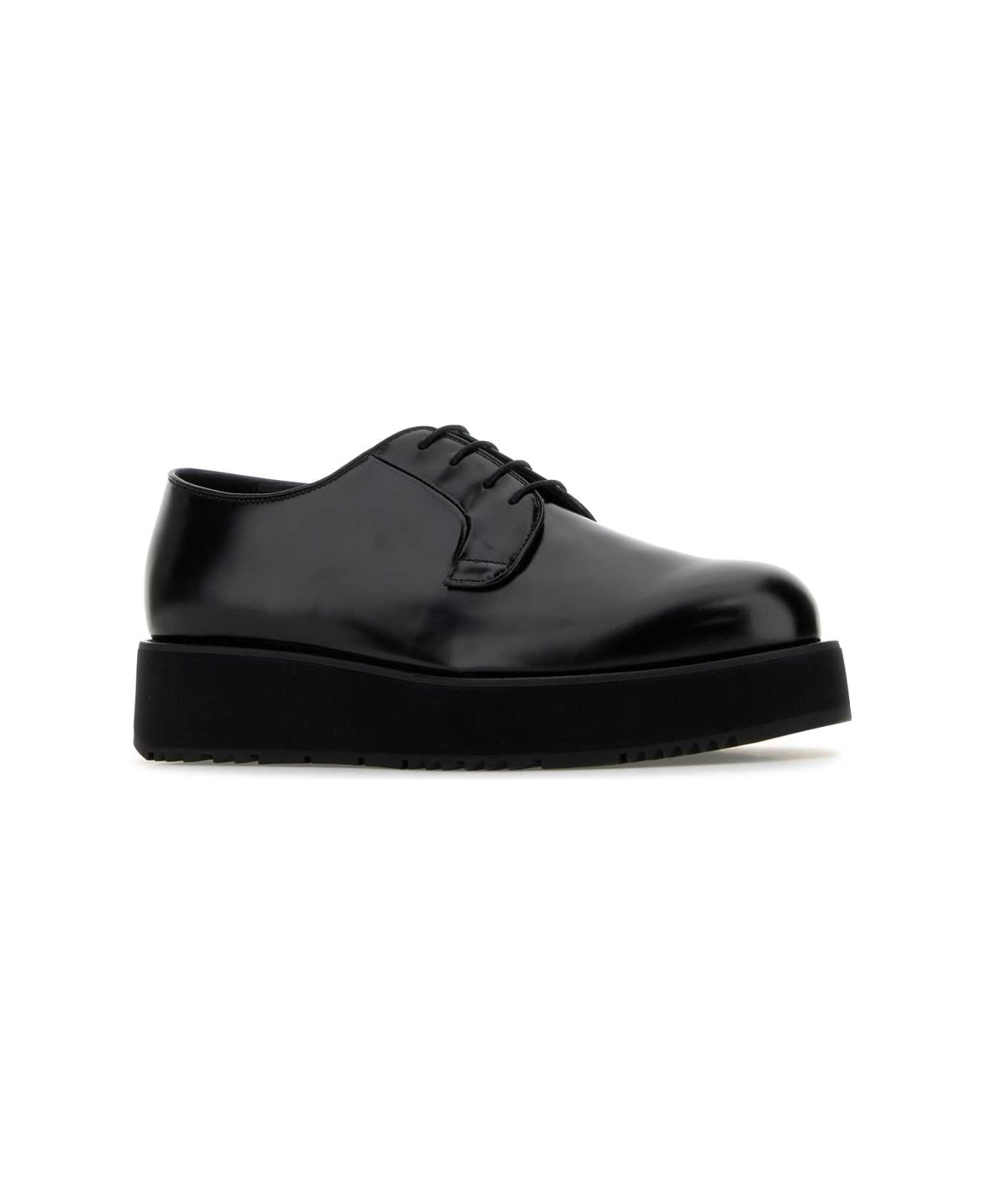 Black Leather Lace-up Shoes - 2
