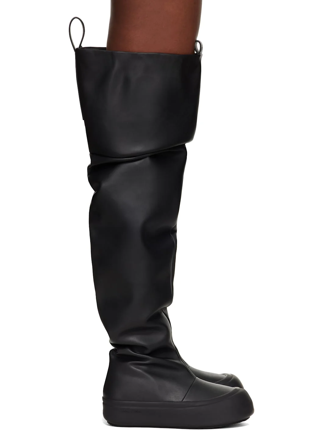 Black Thigh High Fisherman Boots - 1