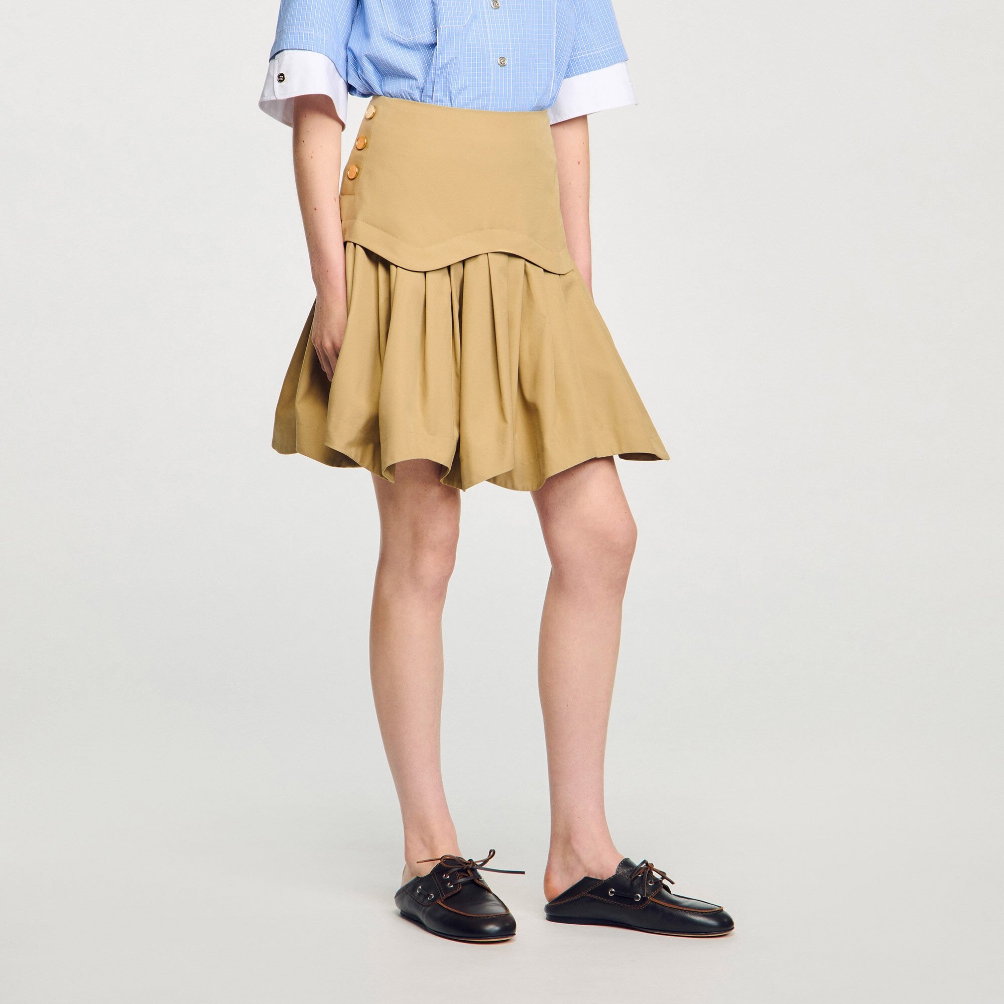 MINI FLARED PLEATED SKIRT - 4