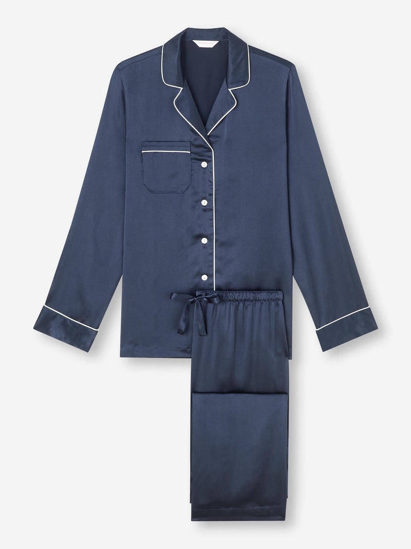 Women's Pajamas Bailey Silk Satin Navy - 1