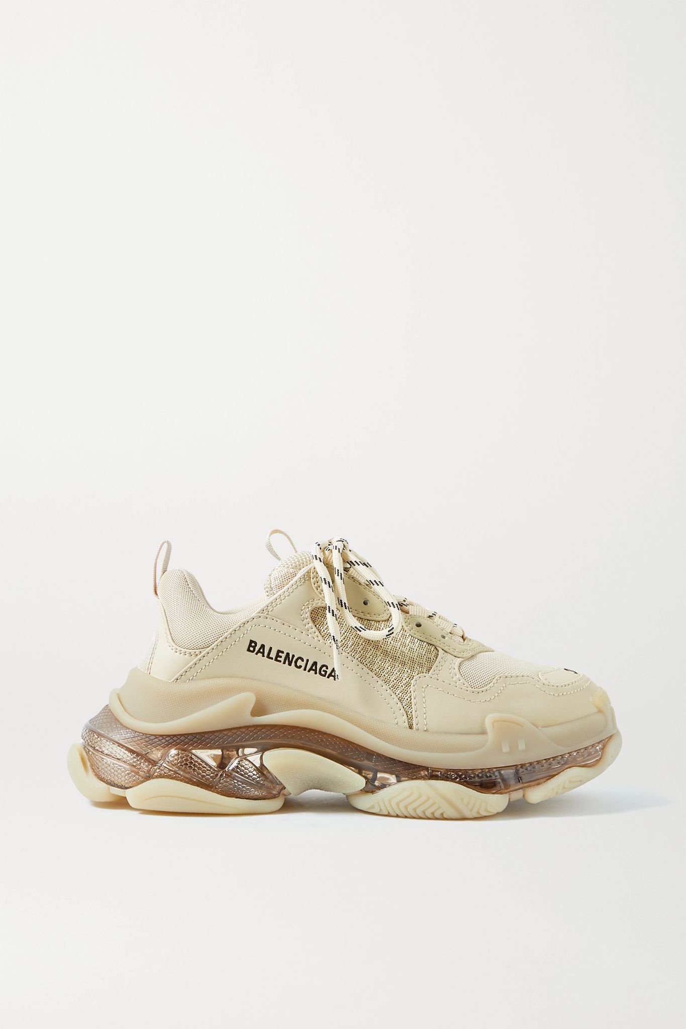 Triple S Clear Sole logo-embroidered leather, nubuck and mesh sneakers - 1