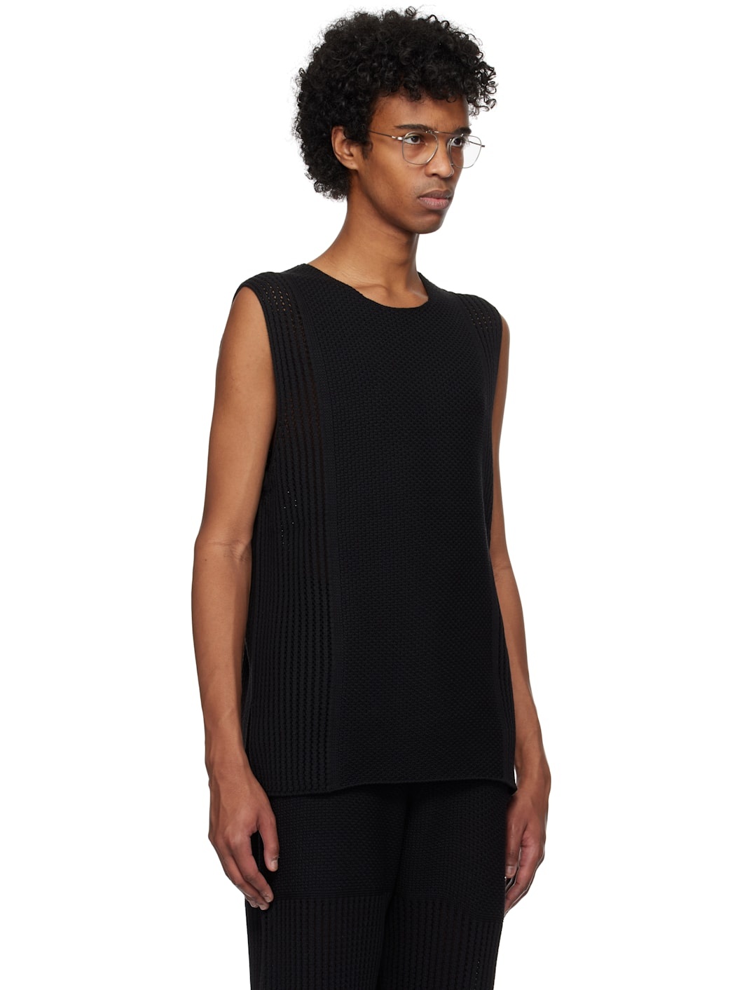 Black Rustic Knit Vest - 2