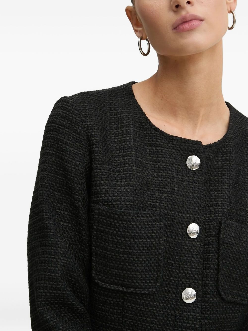 tweed button-front dress - 3