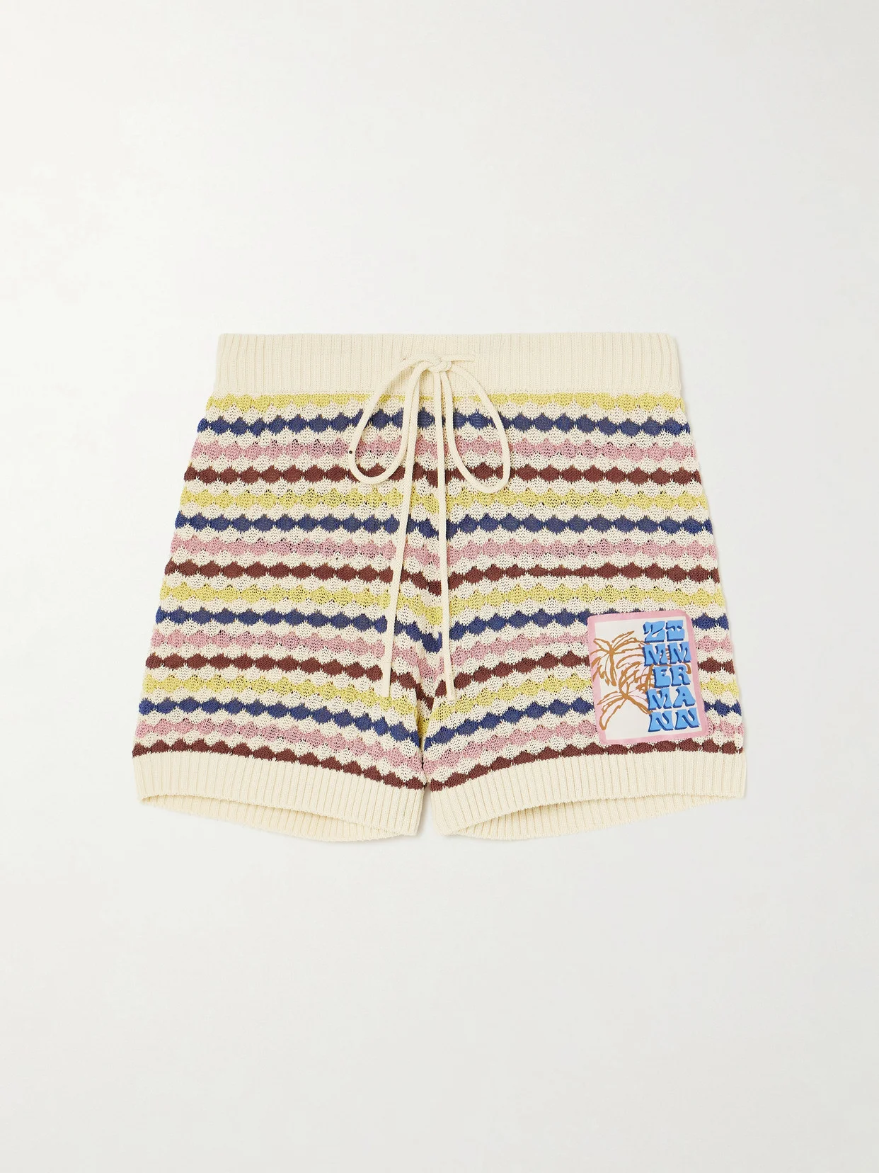Awaken Appliquéd Striped Cotton-blend Shorts - 1