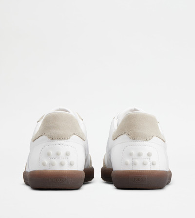 Tod's TOD'S TABS SNEAKERS IN SMOOTH LEATHER AND SUEDE - BEIGE, WHITE outlook