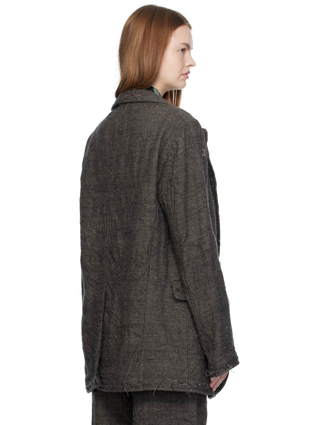 Gray Frayed Edge Ragged Blazer - 3