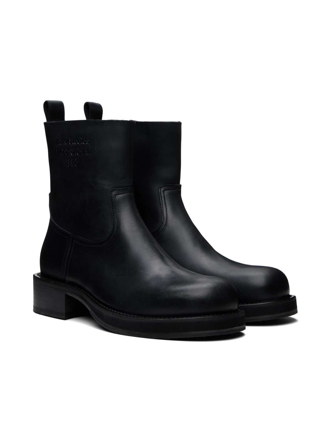 Black Leather Waxed Boots - 4