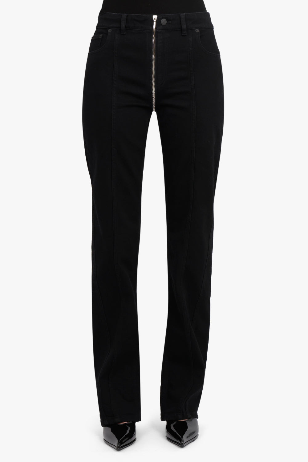 FRONT ZIP DETAIL PANTS | BLACK - 3