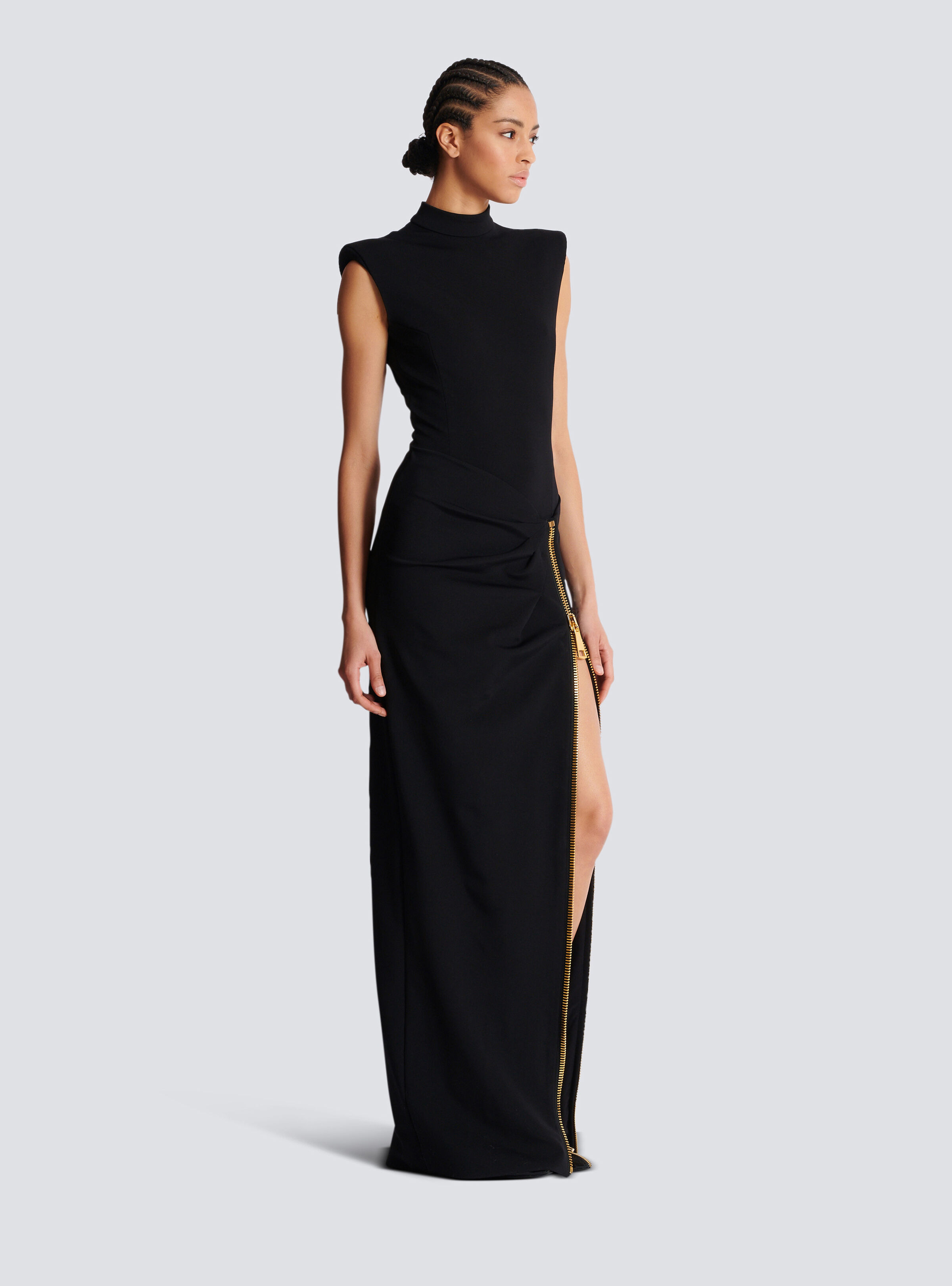 Long jersey dress with leg slit - 3