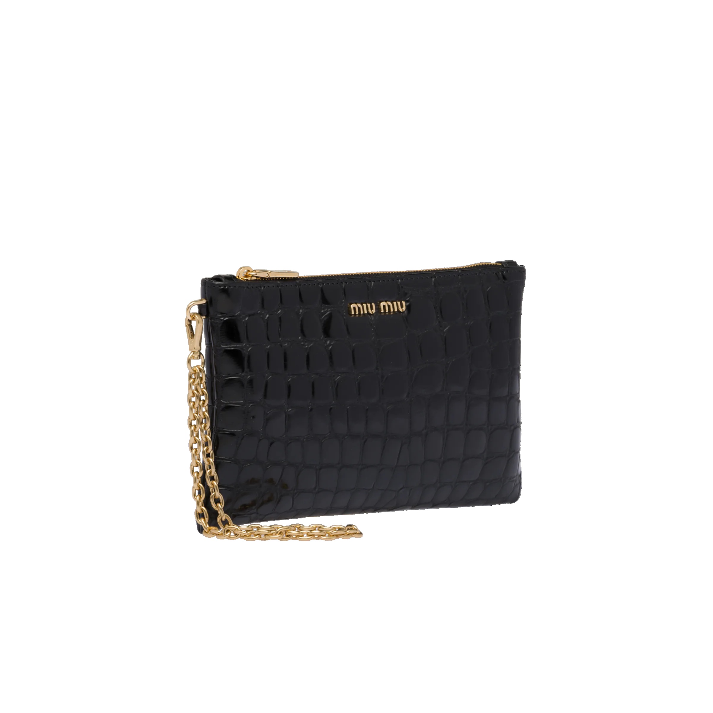 Croco-print leather pouch - 3
