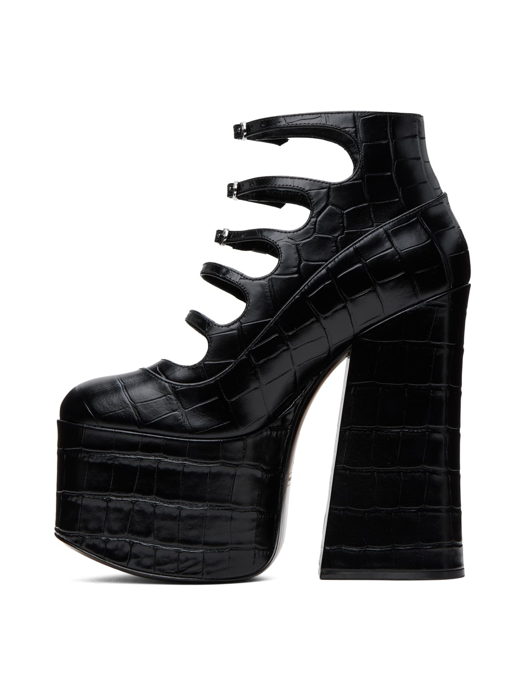 Black 'The Croc Embossed Kiki' Heels - 3