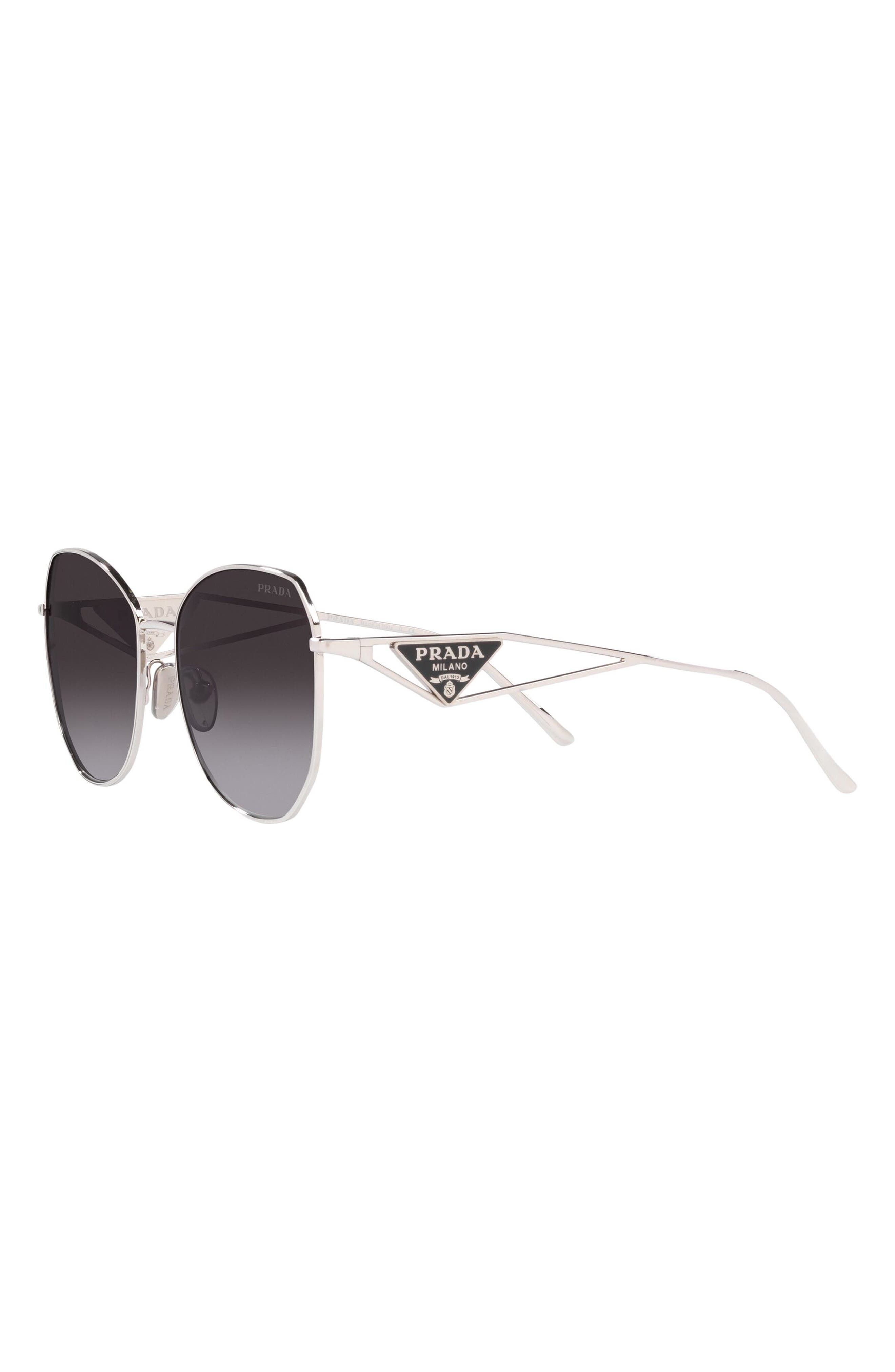 Prada 57mm Gradient Round Sunglasses in Grey Gradient at Nordstrom - 7