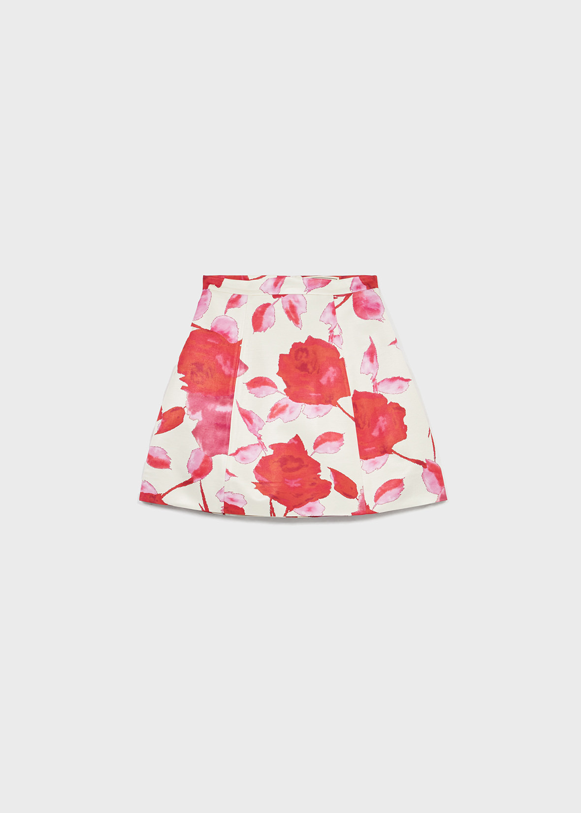 FLORAL-PRINTED SATIN MINI SKIRT - 1