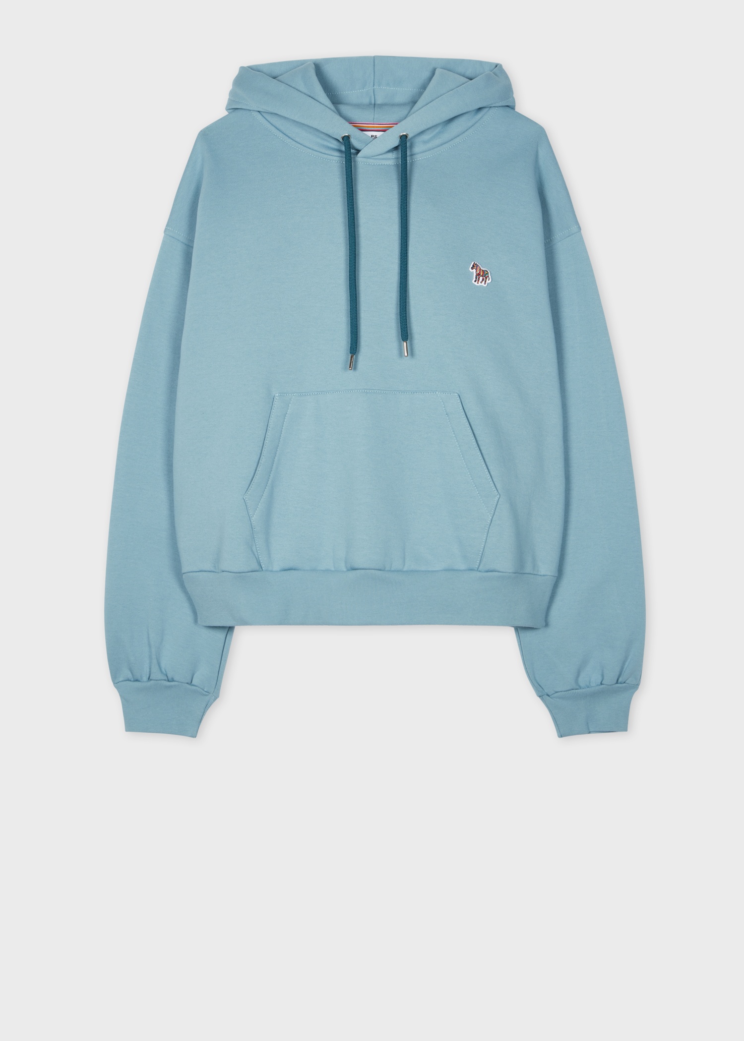 Women's Steel Blue Cotton Zebra Logo Hoodie - 1