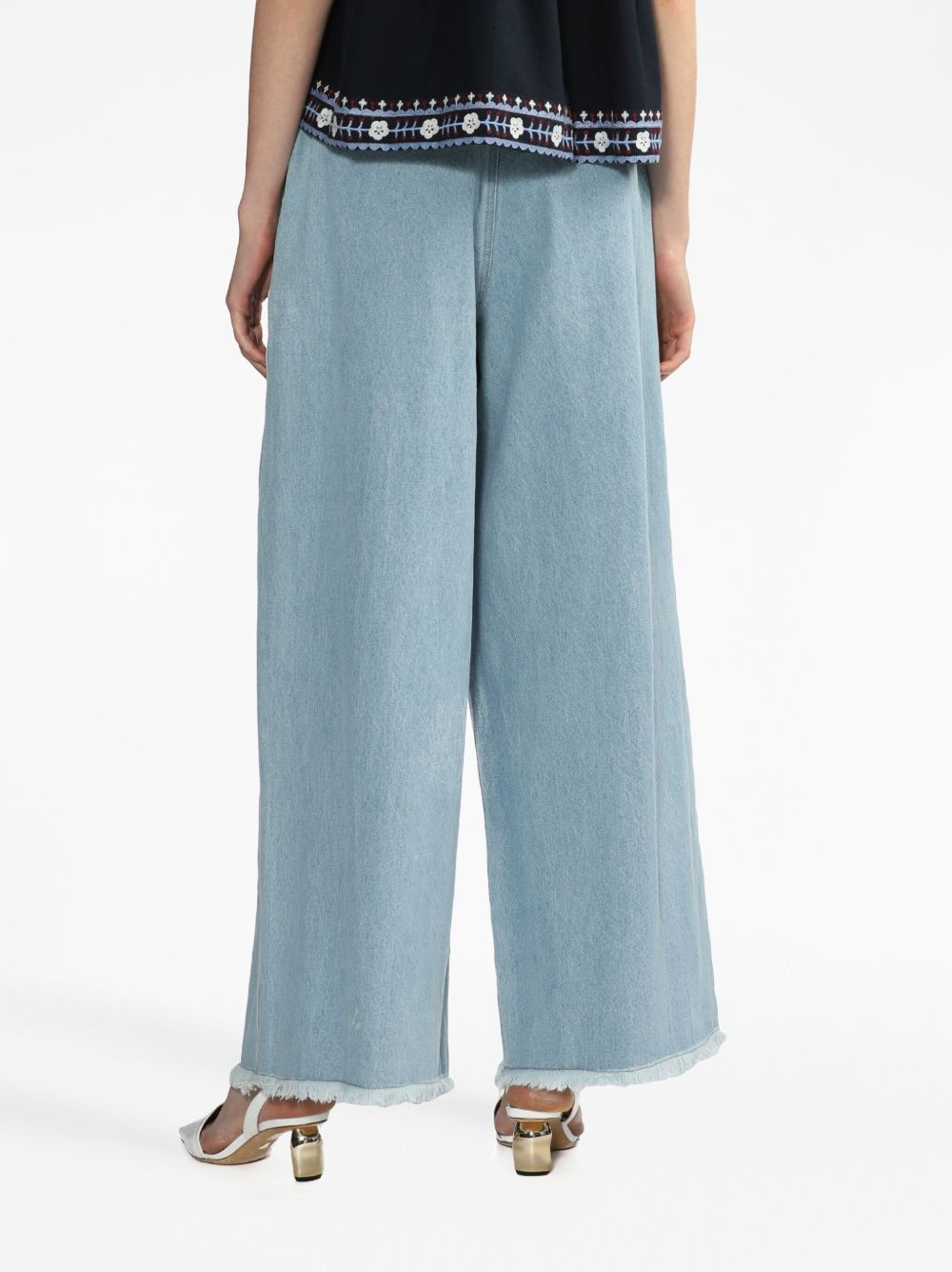pleat-detail wide-leg jeans - 4